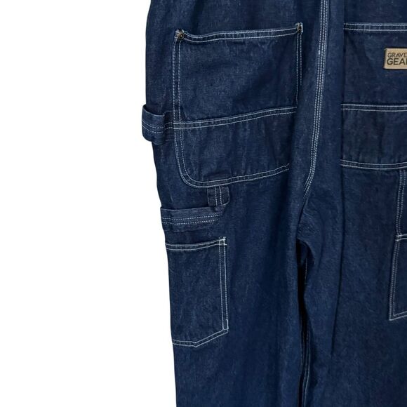 Gravel Gear Mens Size 38x32 Blue Denim Bib Overalls Carpenter Workwear Cotton - Picture 13 of 16